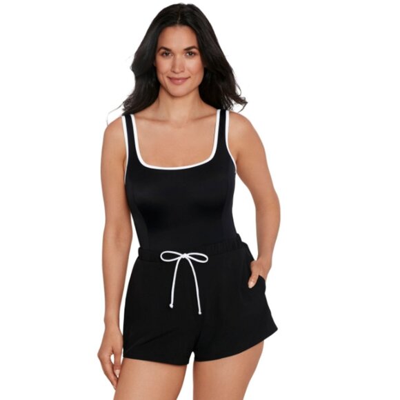 ShapeSolver Sport by Mimi Flamingo Women's Colorblocked One Black SIze 14 7047 - Picture 1 of 2